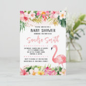 Floral Flamingo Baby shower Kaart (Staand voorkant)