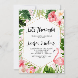 Floral Flamingo Baby shower Kaart