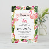 Floral Flamingo Baby shower Kaart (Staand voorkant)