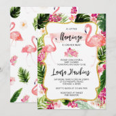 Floral Flamingo Baby shower Kaart (Voorkant / Achterkant)