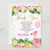 Floral Flamingo Birthday Hartelijk dank Kaart (Voorkant)