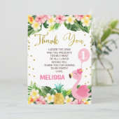 Floral Flamingo Birthday Hartelijk dank Kaart (Staand voorkant)
