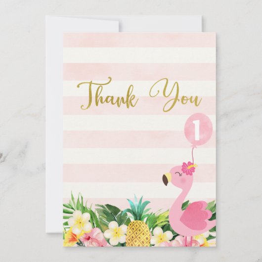 Floral Flamingo Birthday Hartelijk dank Kaart (Achterkant)
