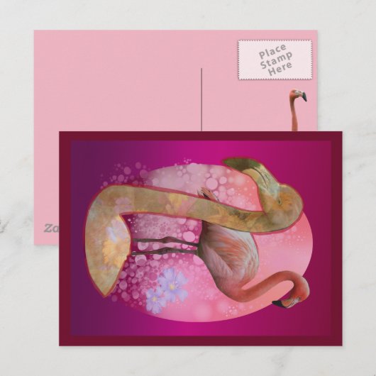 Floral Flamingo Briefkaart (Voorkant / Achterkant)