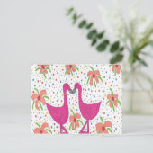 Floral Flamingo Fiesta Briefkaart (Staand voorkant)