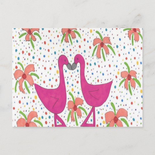 Floral Flamingo Fiesta Briefkaart (Voorkant)