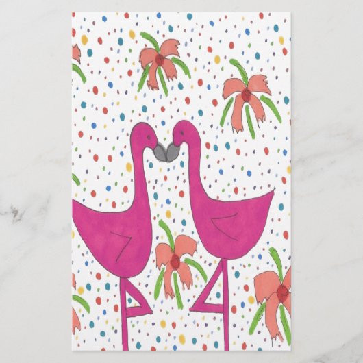 Floral Flamingo Fiesta Briefpapier (Voorkant)