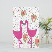 Floral Flamingo Fiesta Briefpapier (Staand voorkant)