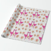 Floral Flamingo Fiesta Cadeaupapier (Uitgerold)