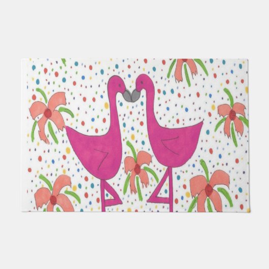 Floral Flamingo Fiesta Deurmat (Voorkant)