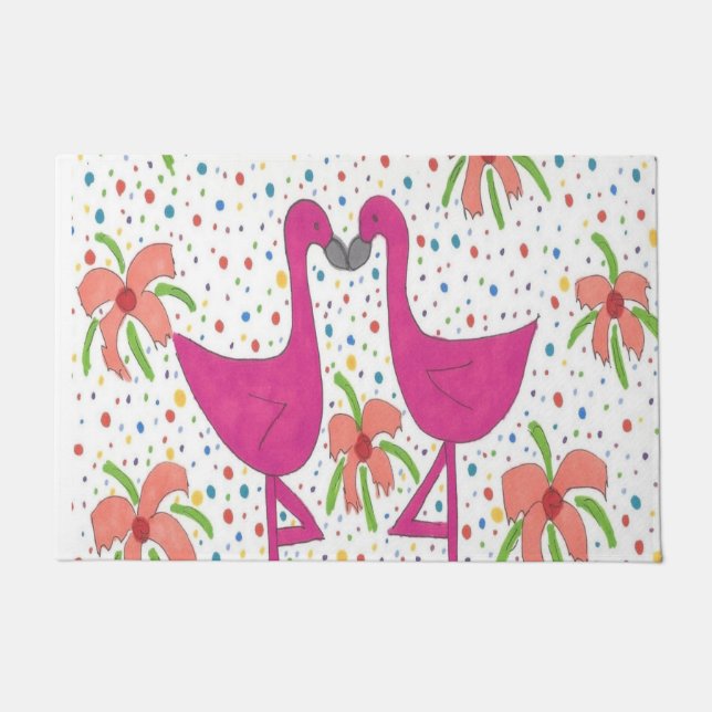 Floral Flamingo Fiesta Deurmat (Voorkant)