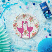 Floral Flamingo Fiesta Papieren Bordje (Feest)