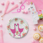 Floral Flamingo Fiesta Papieren Bordje (Feest)