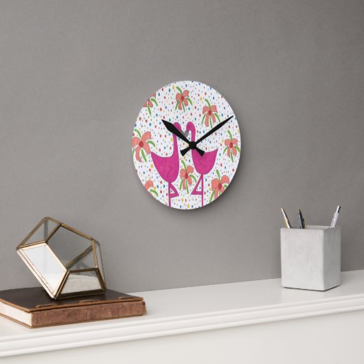 Floral Flamingo Fiesta Ronde Klok (Kantoor)