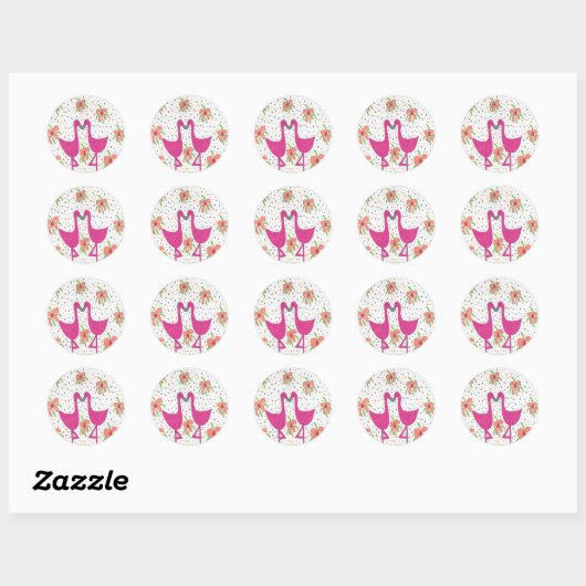 Floral Flamingo Fiesta Ronde Sticker (Vel)