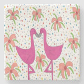 Floral Flamingo Fiesta Stenen Onderzetter (Voorkant)