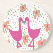 Floral Flamingo Fiesta Zandsteen Onderzetter (Voorkant)
