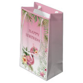 Floral Flamingo Klein Cadeauzakje (Achterkant Gekanteld)