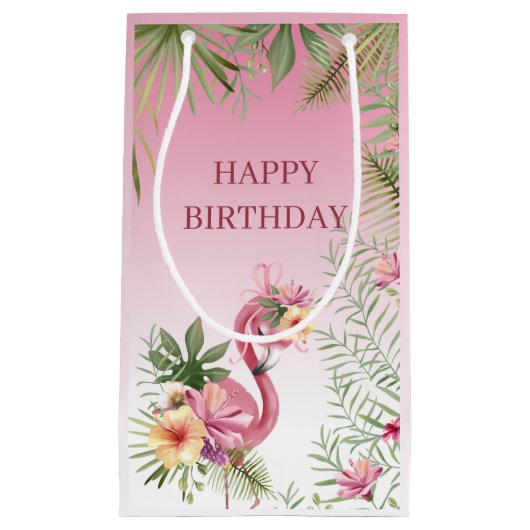 Floral Flamingo Klein Cadeauzakje (Voorkant)
