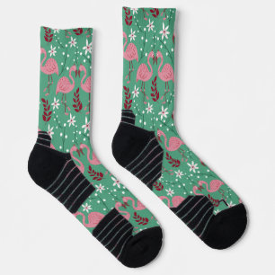 Floral flamingo naadloos roze groen omhulsel sokken
