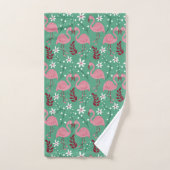 Floral flamingo naadloos roze groen patroon bad handdoek (Handdoek)