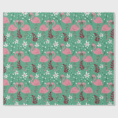 Floral flamingo naadloos roze groen patroon cadeaupapier (Vlak)