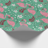 Floral flamingo naadloos roze groen patroon cadeaupapier (Hoek)