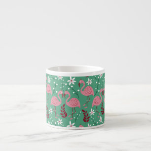 Floral flamingo naadloos roze groen patroon espresso kop