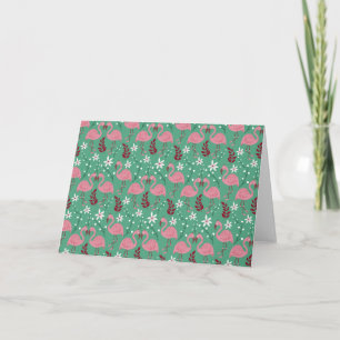 Floral flamingo naadloos roze groen patroon kaart