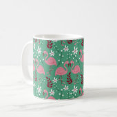Floral flamingo naadloos roze groen patroon koffiemok (Voorkant links)