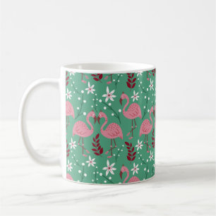 Floral flamingo naadloos roze groen patroon koffiemok