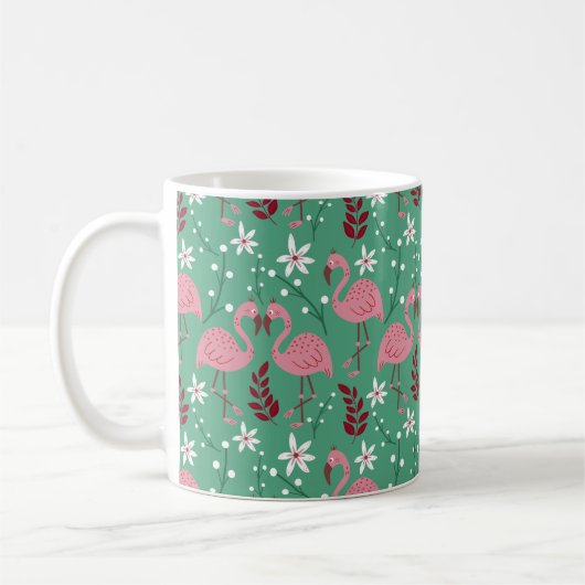 Floral flamingo naadloos roze groen patroon koffiemok (Links)