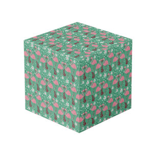 Floral flamingo naadloos roze groen patroon kubus