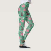 Floral flamingo naadloos roze groen patroon leggings (Rechts)