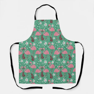 Floral flamingo naadloos roze groen patroon schort
