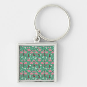 Floral flamingo naadloos roze groen patroon sleutelhanger