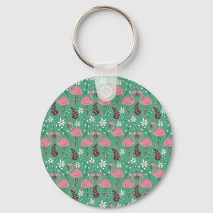 Floral flamingo naadloos roze groen patroon sleutelhanger