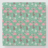 Floral flamingo naadloos roze groen patroon stenen onderzetter (Voorkant)