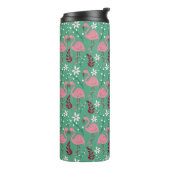 Floral flamingo naadloos roze groen patroon thermosbeker (Gedraaid links)
