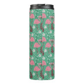 Floral flamingo naadloos roze groen patroon thermosbeker (Achterkant)