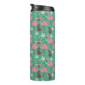 Floral flamingo naadloos roze groen patroon thermosbeker (Geroteerd rechts)