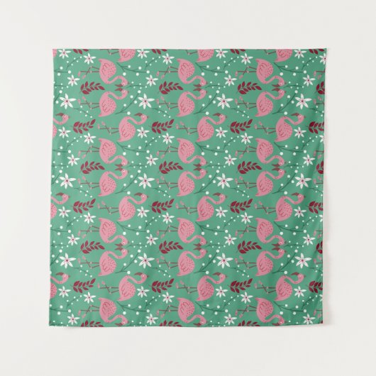 Floral flamingo naadloos roze groen patroon wandkleed (Voorkant (horizontaal))