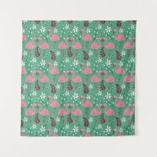 Floral flamingo naadloos roze groen patroon wandkleed