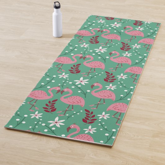 Floral flamingo naadloos roze groen patroon yogamat (In situ)