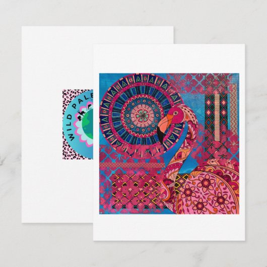 Floral Flamingo Notitiekaartje (Voorkant / Achterkant)