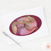 Floral Flamingo Ovale Sticker (Envelop)
