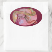 Floral Flamingo Ovale Sticker (Tas)