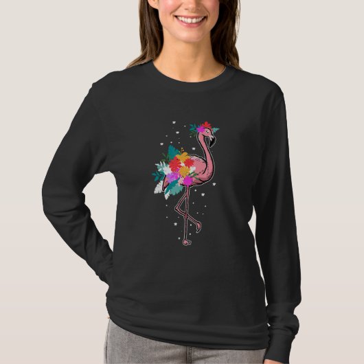 Floral Flamingo  Pink Bird T-shirt (Voorkant)