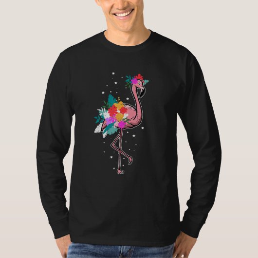 Floral Flamingo Pink Bird T-shirt (Voorkant)