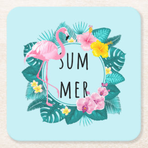 Floral Flamingo Summer Bliss Kartonnen Onderzetters